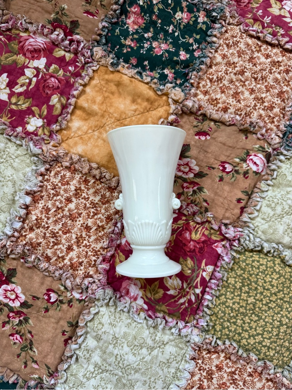 Classic White Ceramic Urn Vase with Sculpted Details